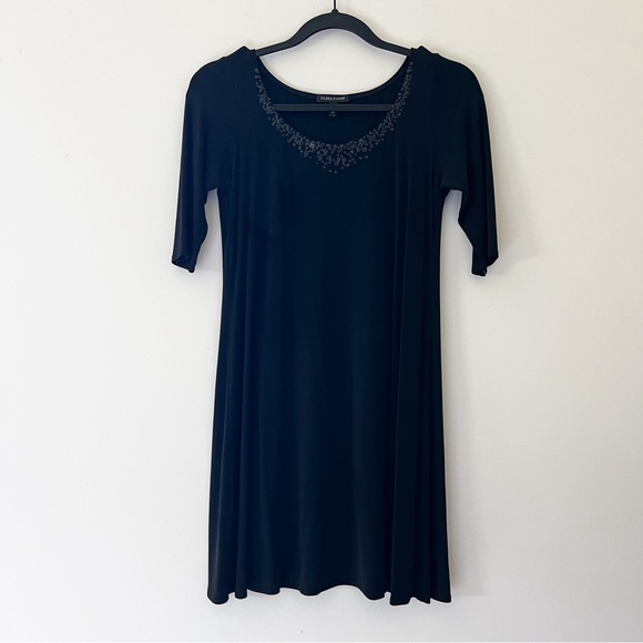 Eileen Fisher Dresses & Skirts - eileen fisher | 100% silk black tunic dress beaded neckline XS